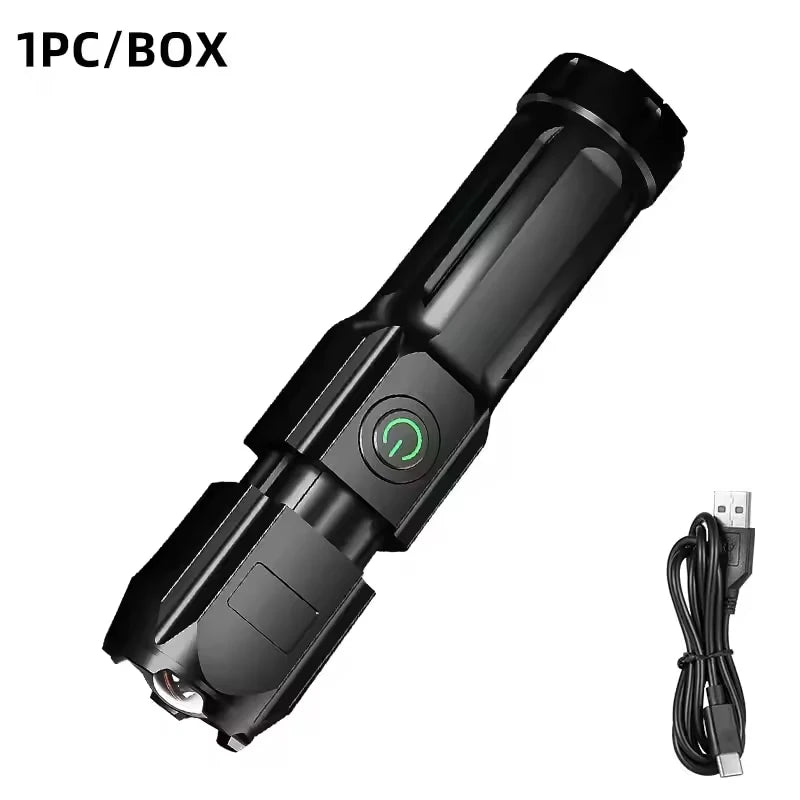 Rechargeable USB Powerful LED Flashlight 10000 Lumen Waterproof Zoom Tactical Flashlight for Fishing Hunting Camping