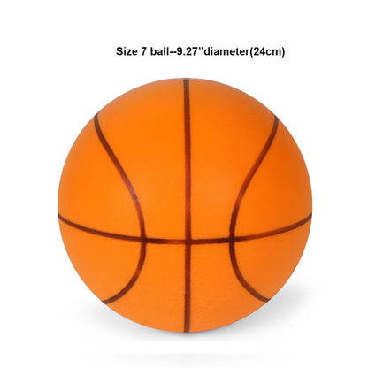 Mute Basketball for Indoor Training, Never Disturb Neighbors, Soft PU Foam Noiseless Bouncing Ball for All Ages with Wall Mount