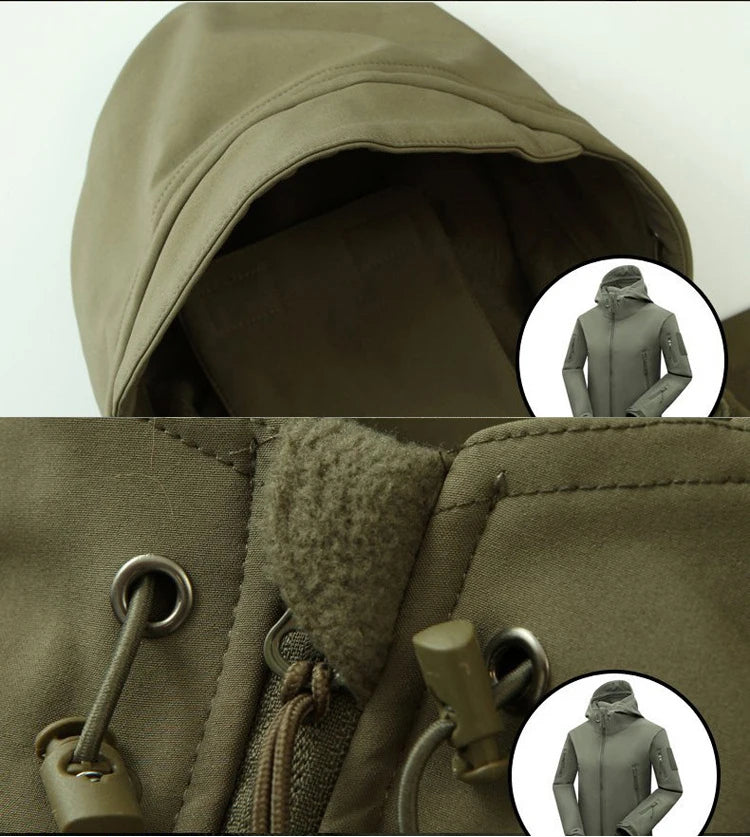 Men's Winter Autumn Softshell Fleece Jackets Windproof Outdoor Fishing Hiking Hunting Thermal Camping Cargo Coats Warm M-5XL