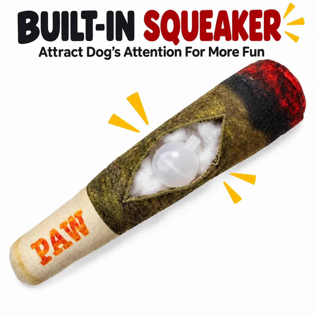 Funny Squeaky Plush Dog Toy Realistic Cigar Shape Interactive Chew Toy For Small Medium Dogs Puppy Pet Play Funny Photo Prop