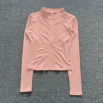 Women Sport Jacket Long Sleeve Shirt Workout Coat Gym Training Clothing Yoga Sportswear