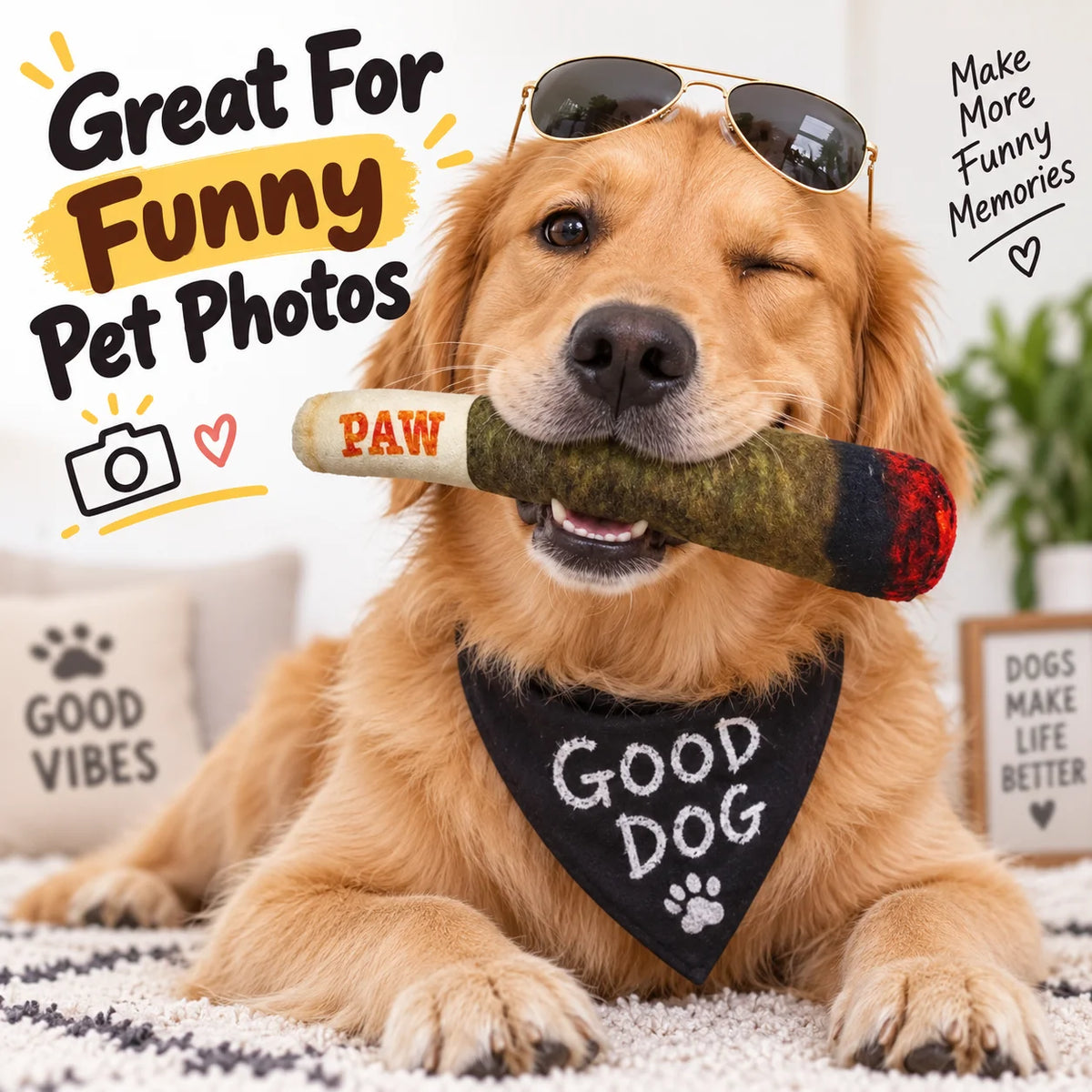 Funny Squeaky Plush Dog Toy Realistic Cigar Shape Interactive Chew Toy For Small Medium Dogs Puppy Pet Play Funny Photo Prop