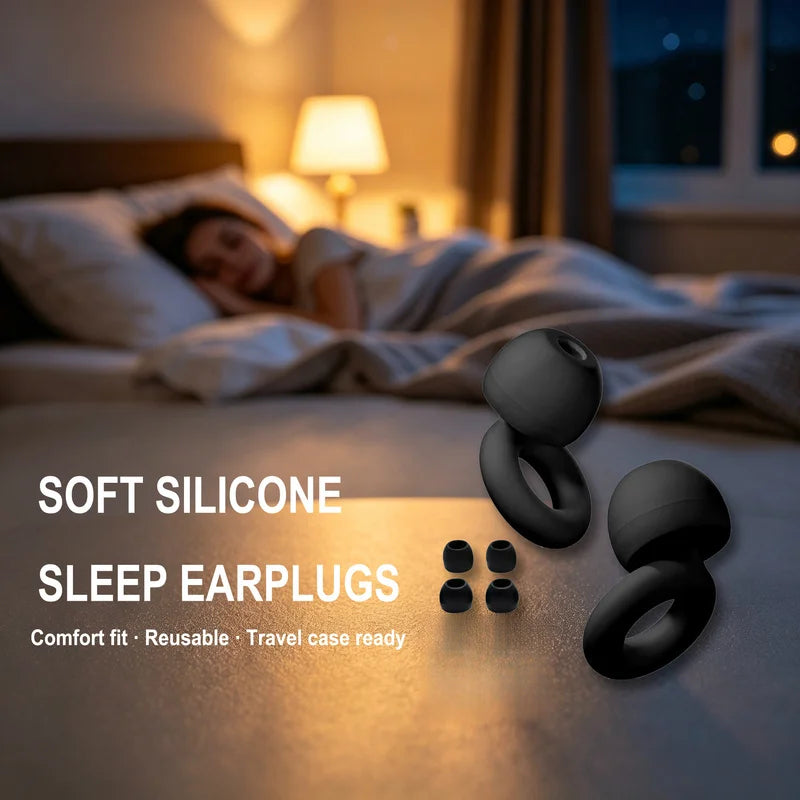 Noise Cancelling Earplugs Silicone Soft Reusable Waterproof For Sleeping Swimming Study Snoring Travel