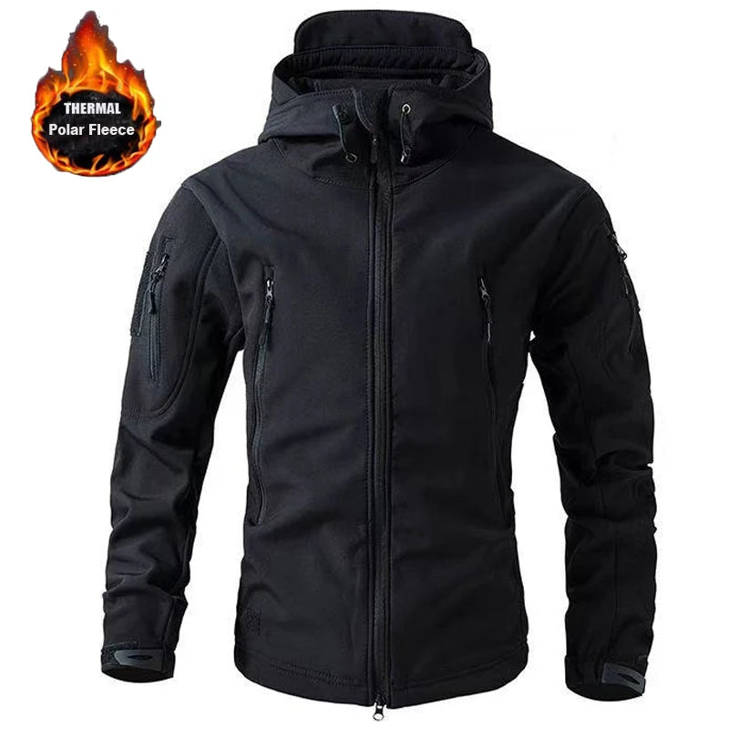 Men's Winter Autumn Softshell Fleece Jackets Windproof Outdoor Fishing Hiking Hunting Thermal Camping Cargo Coats Warm M-5XL