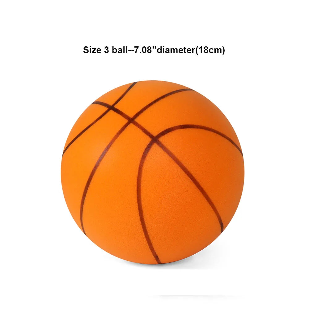 Mute Basketball for Indoor Training, Never Disturb Neighbors, Soft PU Foam Noiseless Bouncing Ball for All Ages with Wall Mount