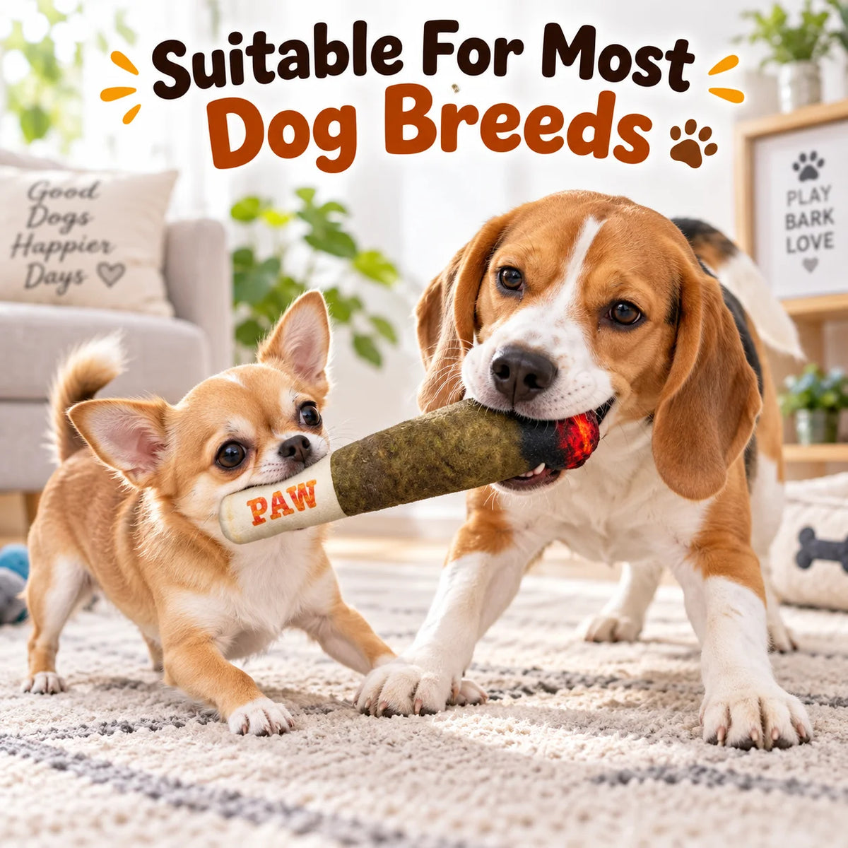Funny Squeaky Plush Dog Toy Realistic Cigar Shape Interactive Chew Toy For Small Medium Dogs Puppy Pet Play Funny Photo Prop