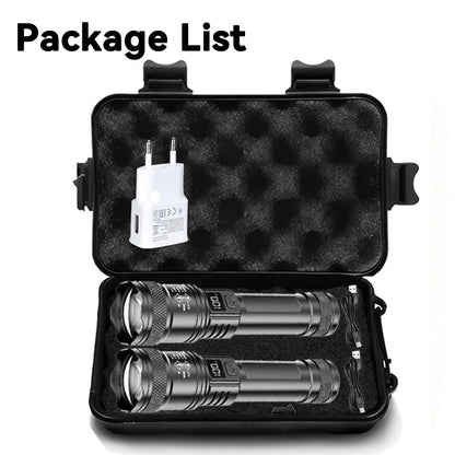 High Strong Power Led Flashlights 2000LM Tactical Torch with Display Light USB Charging Camping Fishing Emergency Zoom Lantern