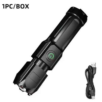 Rechargeable USB Powerful LED Flashlight 10000 Lumen Waterproof Zoom Tactical Flashlight for Fishing Hunting Camping