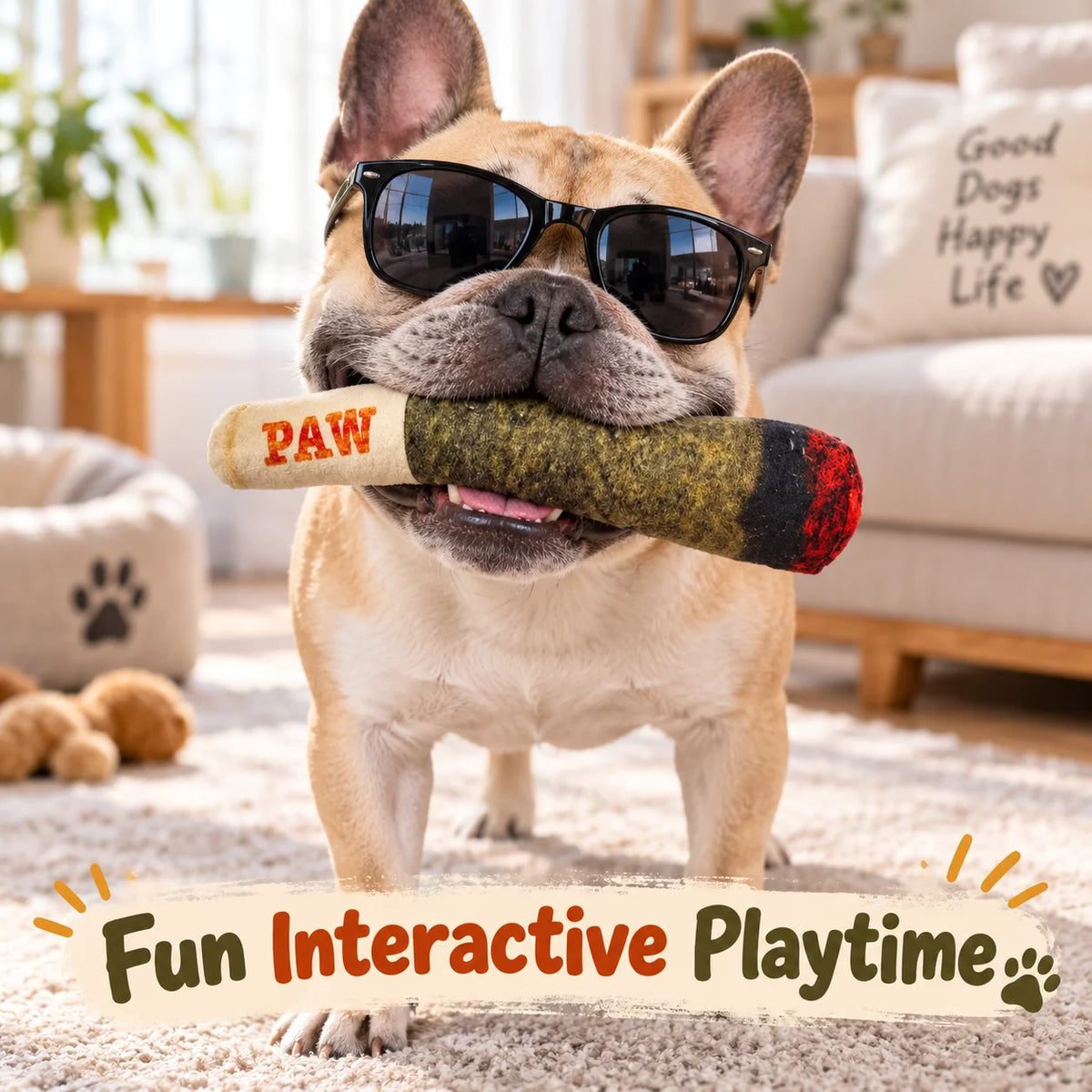 Funny Squeaky Plush Dog Toy Realistic Cigar Shape Interactive Chew Toy For Small Medium Dogs Puppy Pet Play Funny Photo Prop