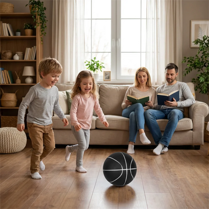 Mute Basketball for Indoor Training, Never Disturb Neighbors, Soft PU Foam Noiseless Bouncing Ball for All Ages with Wall Mount