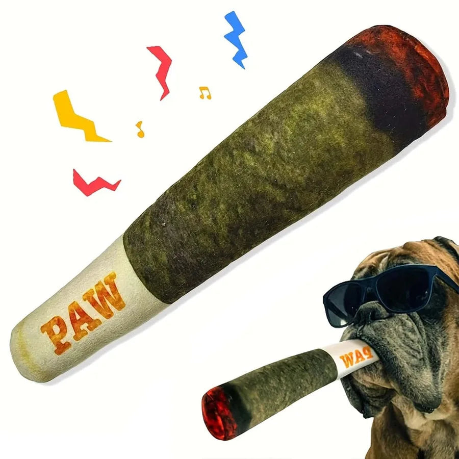 Funny Squeaky Plush Dog Toy Realistic Cigar Shape Interactive Chew Toy For Small Medium Dogs Puppy Pet Play Funny Photo Prop