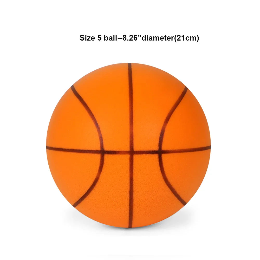 Mute Basketball for Indoor Training, Never Disturb Neighbors, Soft PU Foam Noiseless Bouncing Ball for All Ages with Wall Mount
