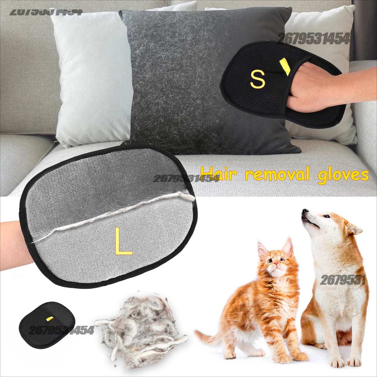 1A-Pet Hair Removal Mitts For Cats Dogs Static Brush Pet Hair Remover Brush Removing Dog Cat Hair From Sofa Carpet Supplies