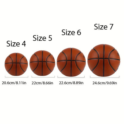 1pc Official Adult Teenager Basketball - Brown size 4/5/6/7 Basketball - Durable Rubber Indoor/Outdoor Professional Game Ball