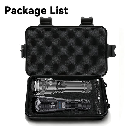 High Strong Power Led Flashlights 2000LM Tactical Torch with Display Light USB Charging Camping Fishing Emergency Zoom Lantern
