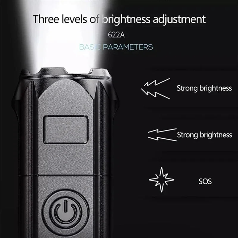 Rechargeable USB Powerful LED Flashlight 10000 Lumen Waterproof Zoom Tactical Flashlight for Fishing Hunting Camping