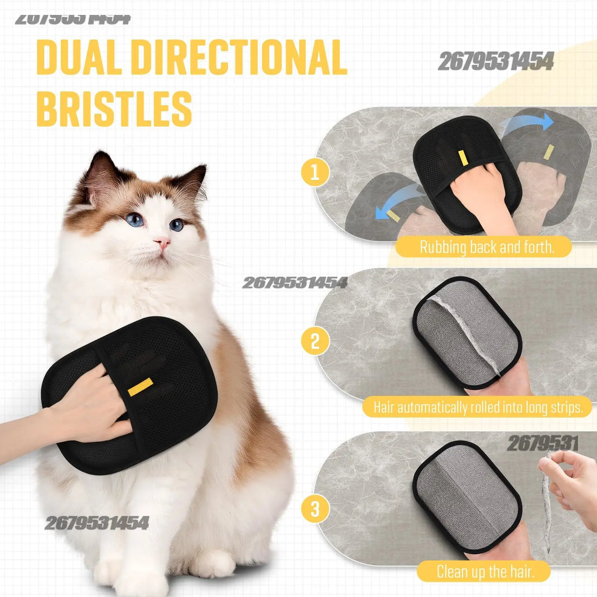 1A-Pet Hair Removal Mitts For Cats Dogs Static Brush Pet Hair Remover Brush Removing Dog Cat Hair From Sofa Carpet Supplies