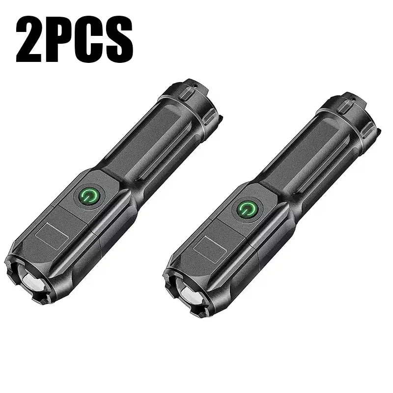 Rechargeable USB Powerful LED Flashlight 10000 Lumen Waterproof Zoom Tactical Flashlight for Fishing Hunting Camping